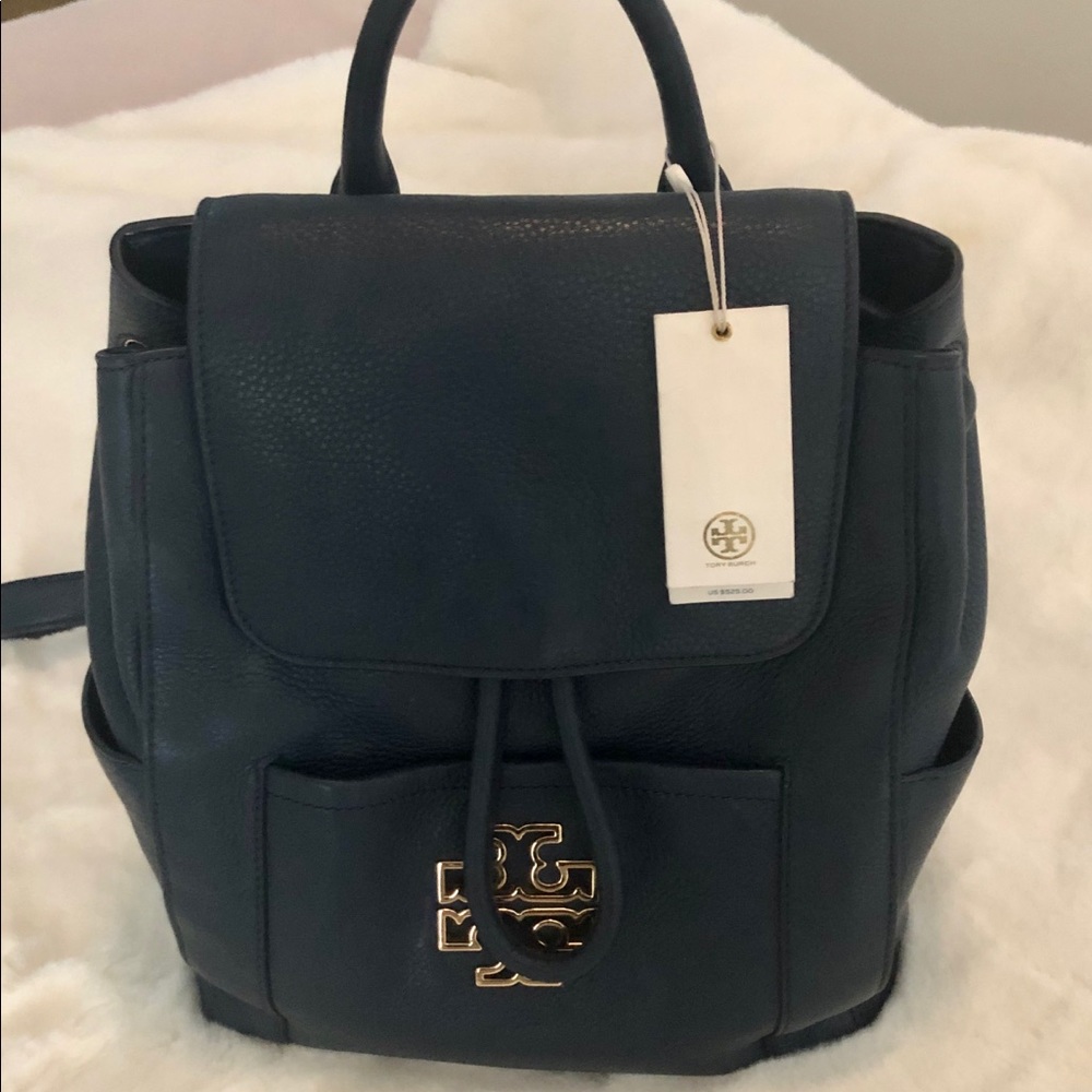 Tory Burch Navy Blue Leather BackPack
